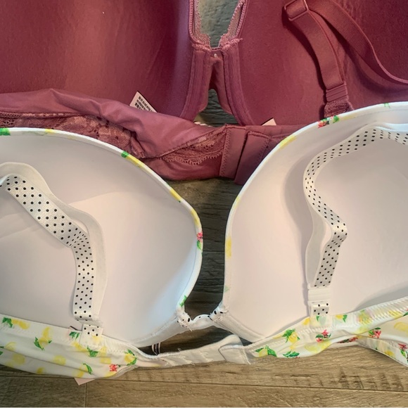 Victoria Secret Bundle 2 Bras Lace Perfect Shape Lemon Print Push Up - Picture 10 of 13